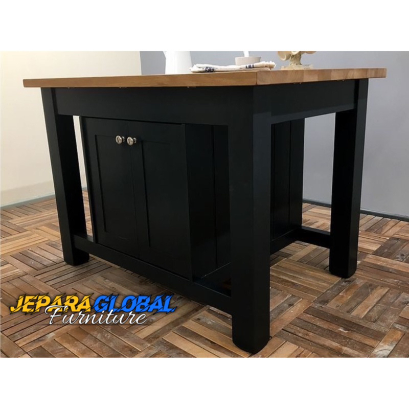 Kitchen Island Black green Meja Dapur duco - kitchen island jati - meja dapur minimalis jati - meja 