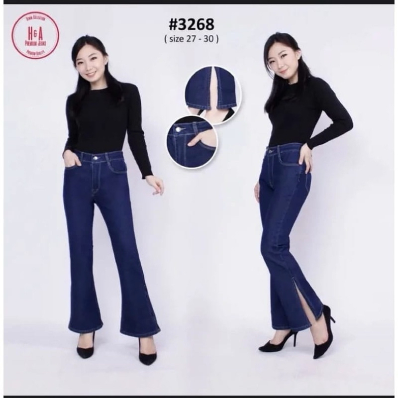 Celana Jeans Cutbray Belah Samping // Highwaist Cutbray Jeans Wanita // Celana Cutbray Jeans Wanita 