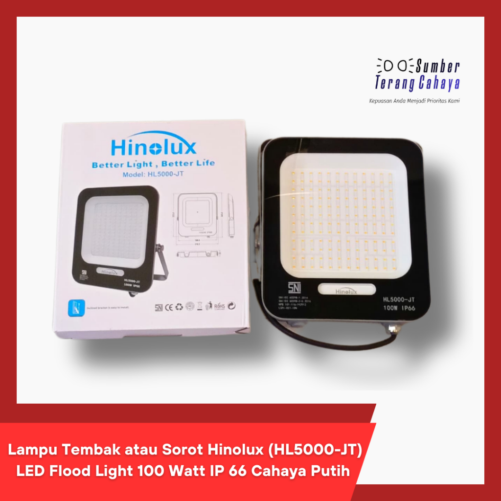 Lampu Tembak atau Sorot Hinolux (HL5000-JT) LED Flood Light 100 watt IP 66 (Cahaya Putih/ Cahaya Kun