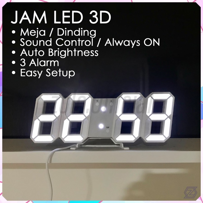 Jam Meja LED Digital 3D Clock /Jam Dinding 3D Menempel Tembok