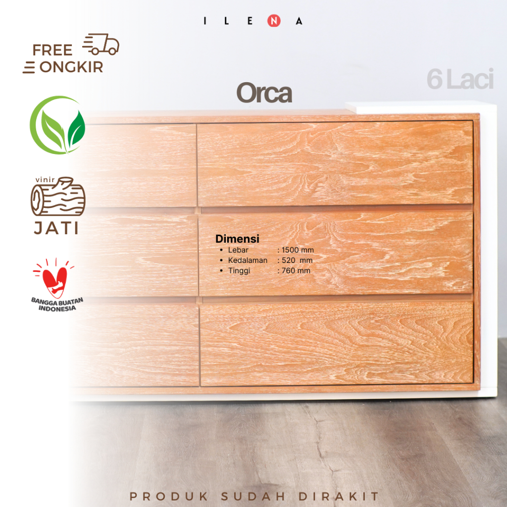 ILENA FURNITURE Orca - Dresser 6 Drawer / Lemari Laci / Rak Laci / Lemari Laci 6 Tingkat