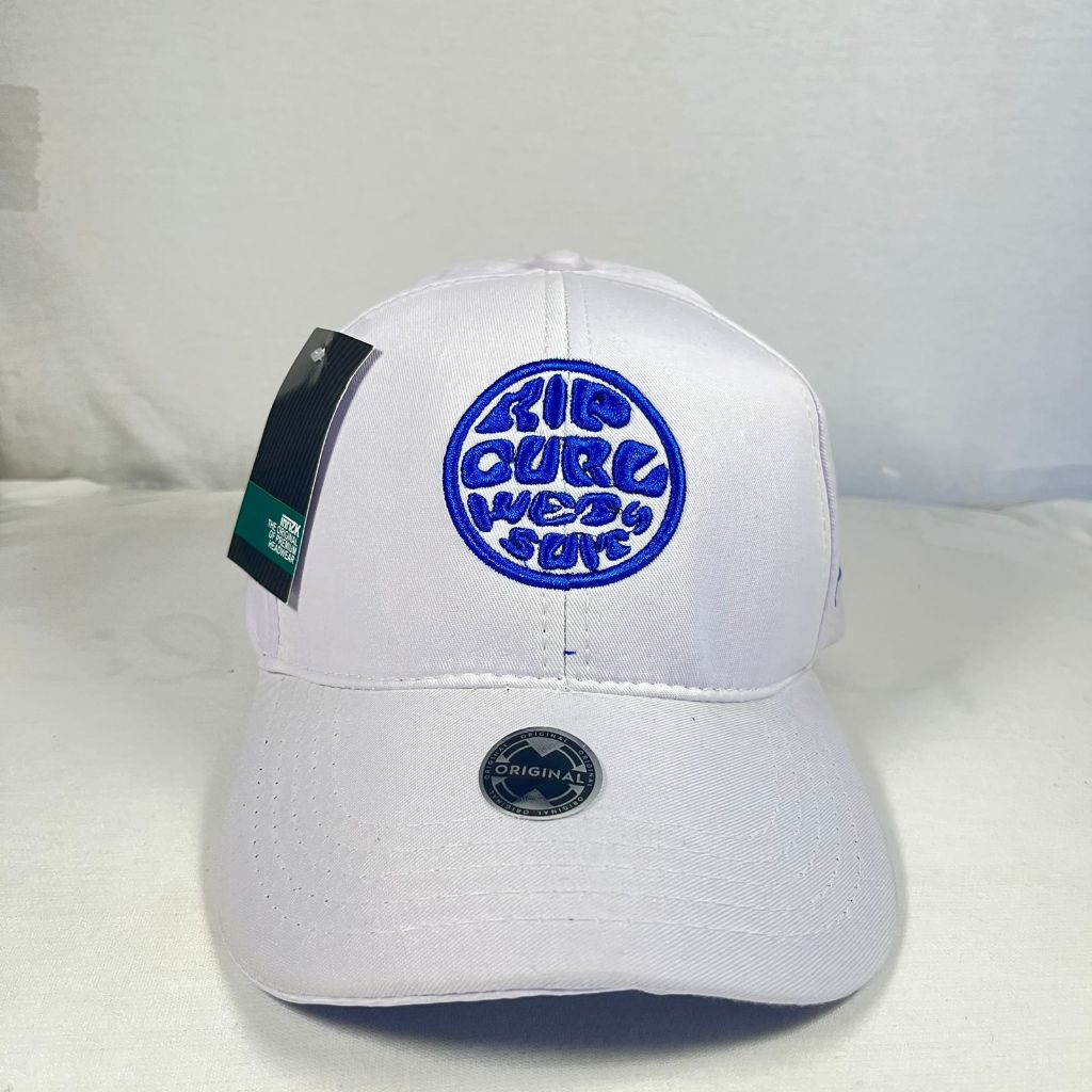 TOPI RIPCURL BORDIR / BASEBALL CASUAL PRIA WANITA COWOK CEWEK KEREN || WARNA PUTIH