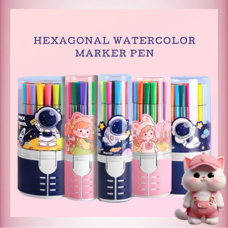 

N91 Spidol Warna Warni 1 Set Hexagonal Watercolor Marker Pen 12/24 Warna