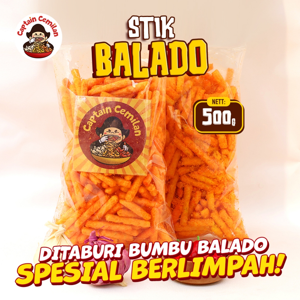 

500Gram Snack Stick Balado cemilan asin gurih Captain Cemilan snack kiloan makanan ringan cemilan