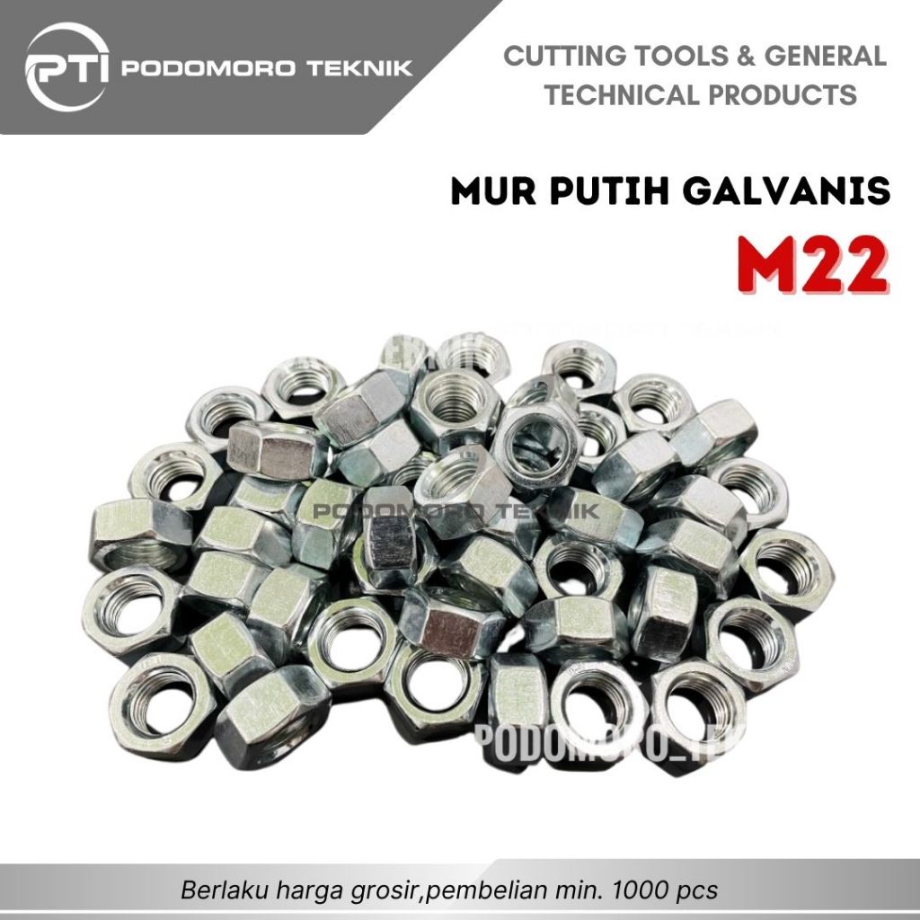 Mur Putih Galvanis M22 Mur Baut M22