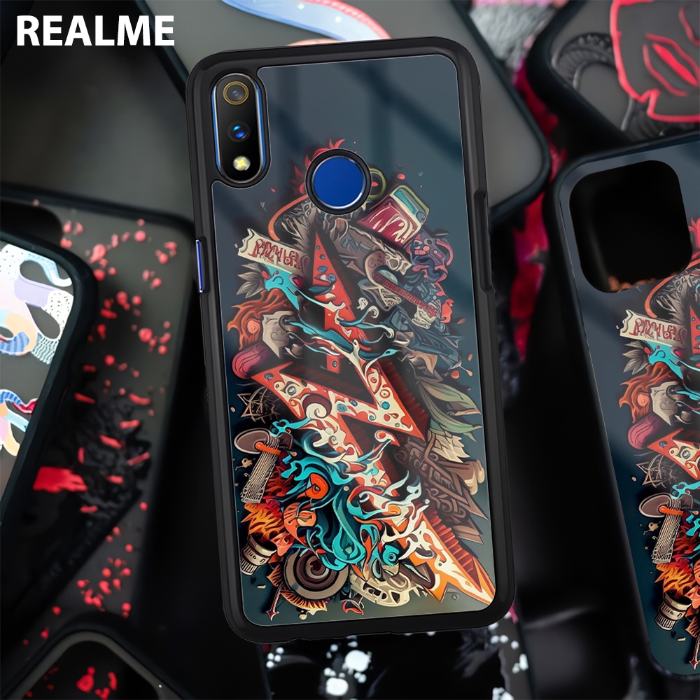 Case Glossy [2D] Realme 3 5 6 7 8 8i 9 10 Pro - Case Silikon Realme 3 - Cassing Handphone Realme 3