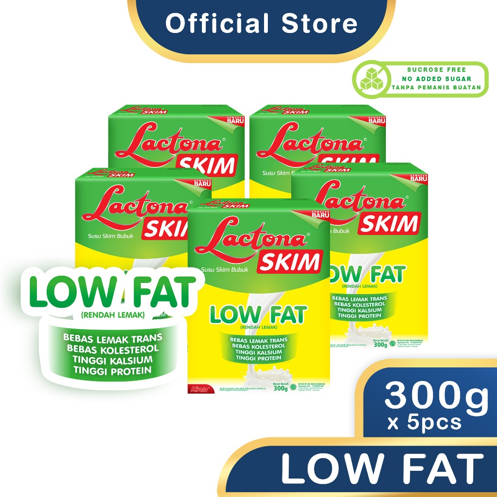 

PAKET LACTONA SKIM Low Fat Susu Nutrisi dan Diet 300 Gr X 5 Box