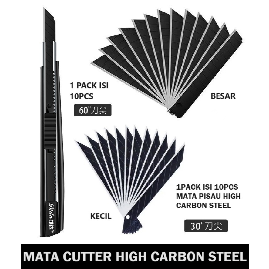 

1 Pack isi 10 pcs Mata Pisau Cutter SK5 hitam kecil besar High Carbon Steel Art blade 30 60 derajat super kuat premium tidak patah seni multifungsi tinggi karbon besi baja nano viral tiktok tik tok super laris fyp grosir reseller original import ukir ORI