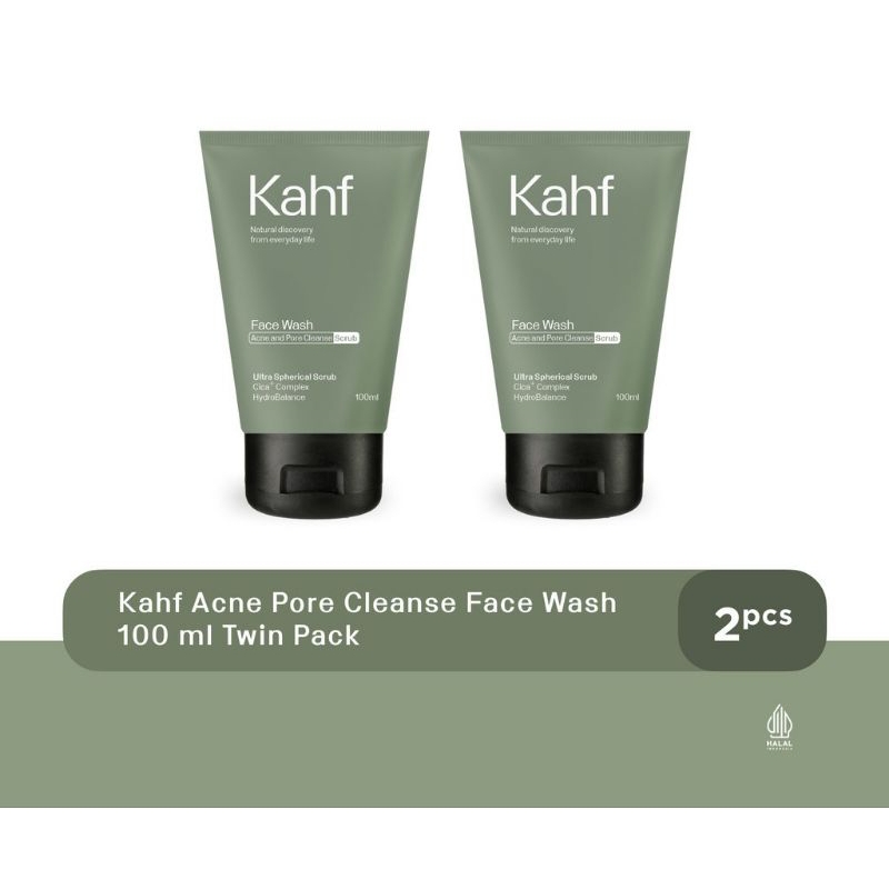 Kahf Acne Pore Cleanse Face Wash 100 ml Twin Pack - Paket Sabun Wajah Pria Isi 2