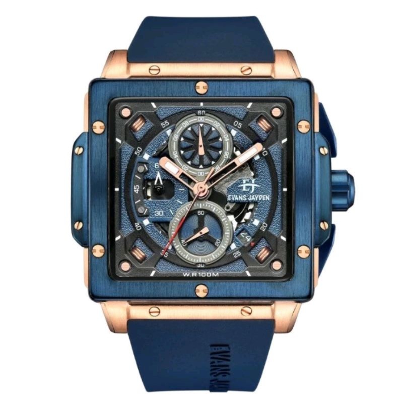 jam tangan pria evans jayden 9582 karet original & water resist