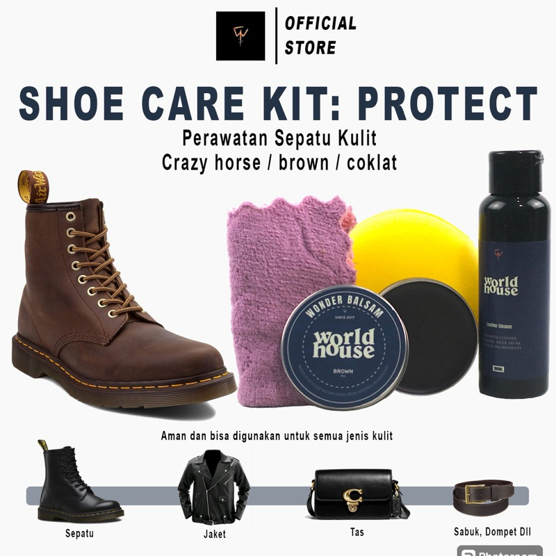 perawatan sepatu kulit crazy horse dark brown wonder balsam balm leather cleaner