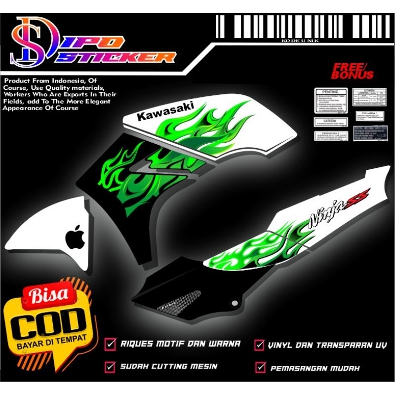 sticker striping ninja ss custom api 55 transpran UV(bisa riquest)