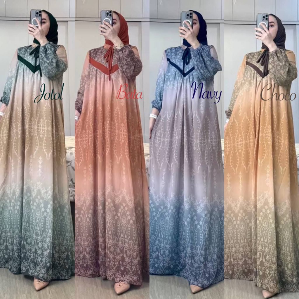 erlita set hijab dress gamiss ceruty motif gradasi gamis full furing premium