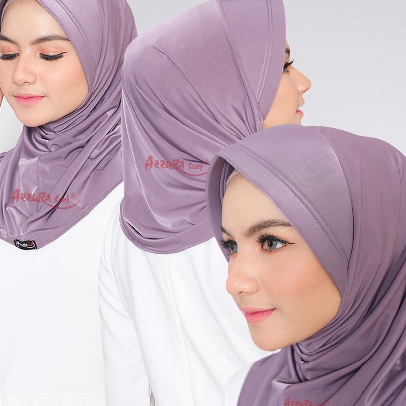Promo Keren Hijab Sport Garis Dua  Azzura Scarf  ORIGINAL  Bergo Sport  Hijab Olahraga Instan