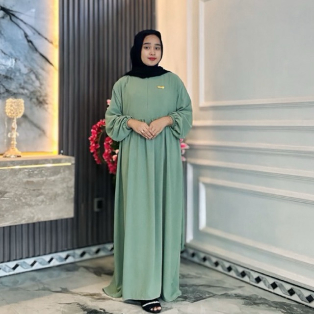 Freya Dress - Gamis wanita Jumbo LD 130cm Bahan Crinkle Airflow Premium