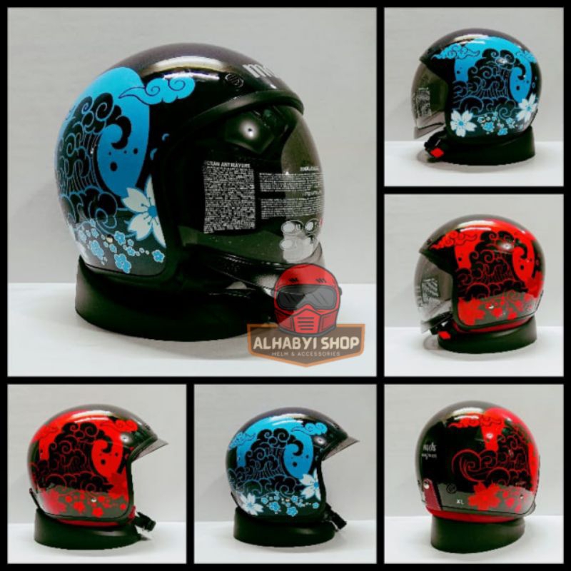 Helm MDS Magnum Motif #2 | Helm Retro Helm Classic Pria Wanita