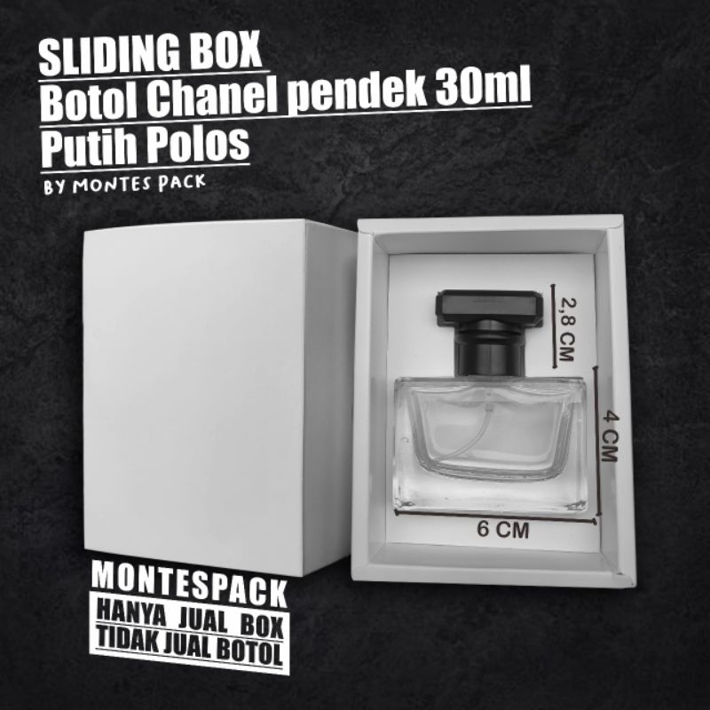 

Sliding Box Botol chanell pendek 30ml / SLIDE BOX botol chanle pendek 30ml / Polos