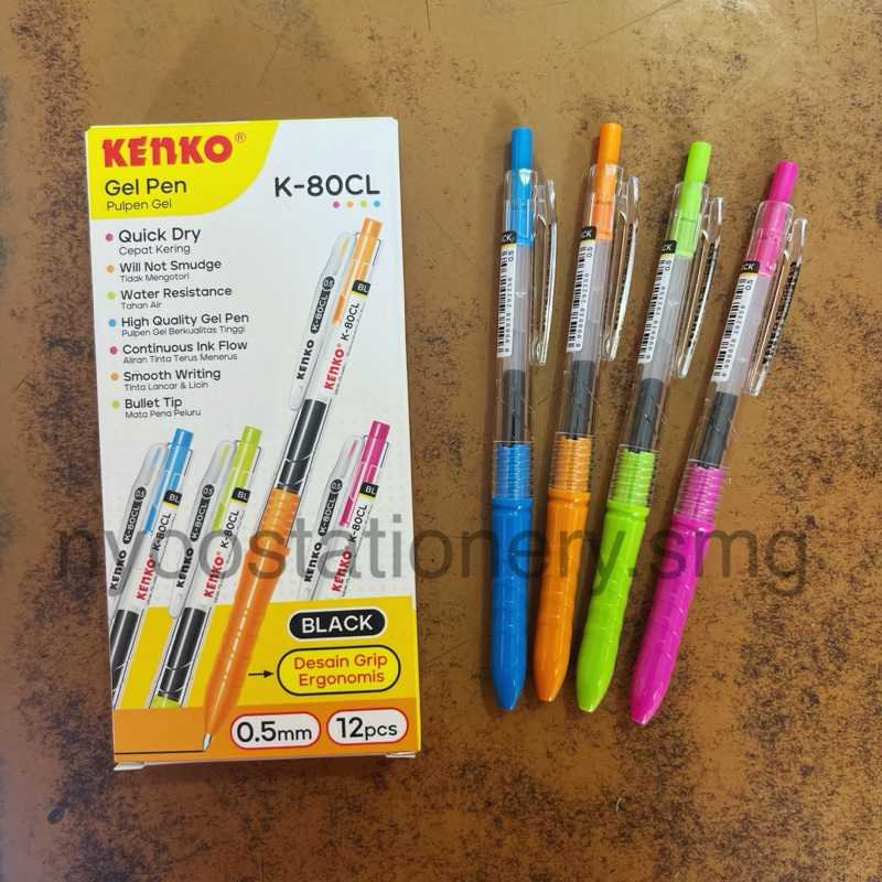 

(1 PACK = 12 PCS) PULPEN GEL KENKO K-80CL 0.5MM HITAM