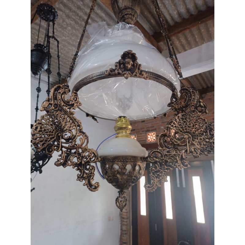 LAMPU GANTUNG KEREK ANTIK KLASIK JAWA BETAWI JOGLO CAFE VINTAGE DIAMETER 40CM