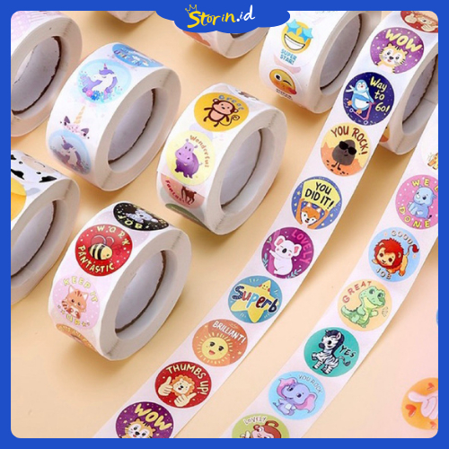 

STORIN - Label stiker REWARD STIKER ROLL isi 500pcs/stiker reward bulat anak motivasi anak isi 500 pcs