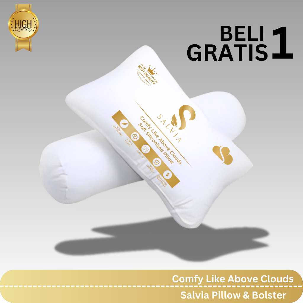 Bantal Dan Guling 1 Set Premium Tidur Hotel 100% Isi SIlikon Paket Pillow Dan Bolster Empuk Dakron L