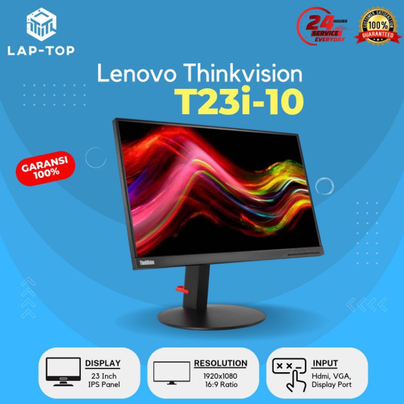 Monitor LED Lenovo 24 INCH ThinkVision T23i-10 FHD IPS 75Hz FRAMELESS