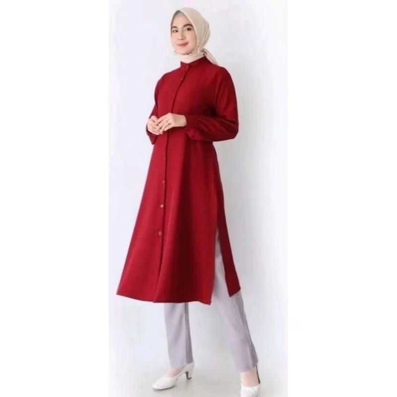 Long tunik muslim Panjang / Baju Atasan Muslim wanita Tunic Cantik Elegan Polos busui adem