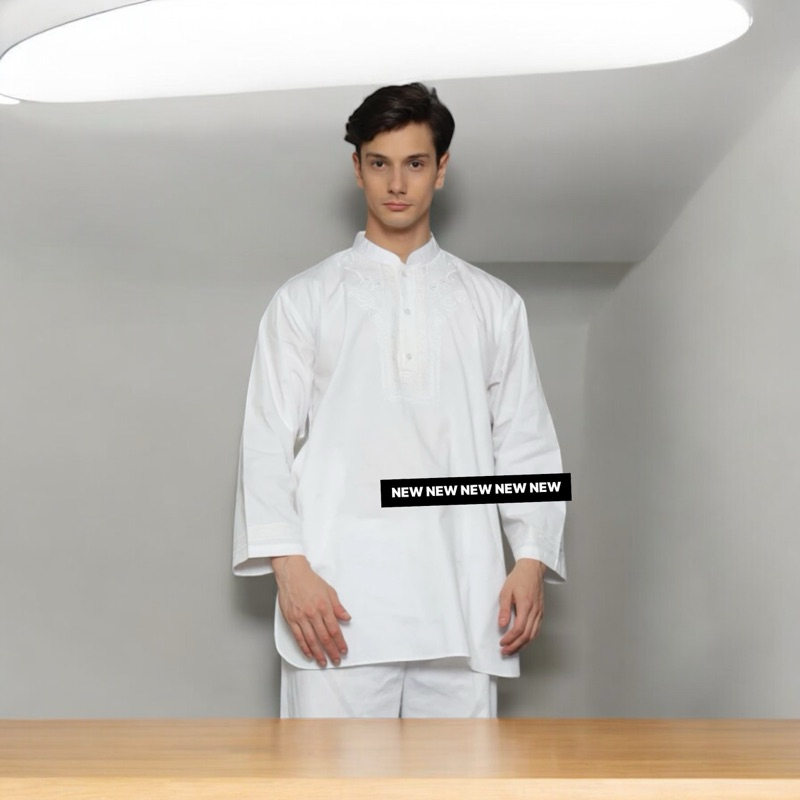Baju Koko Pria Setelan Pakistan Putih Exlusive Premium Baju Muslim Pria