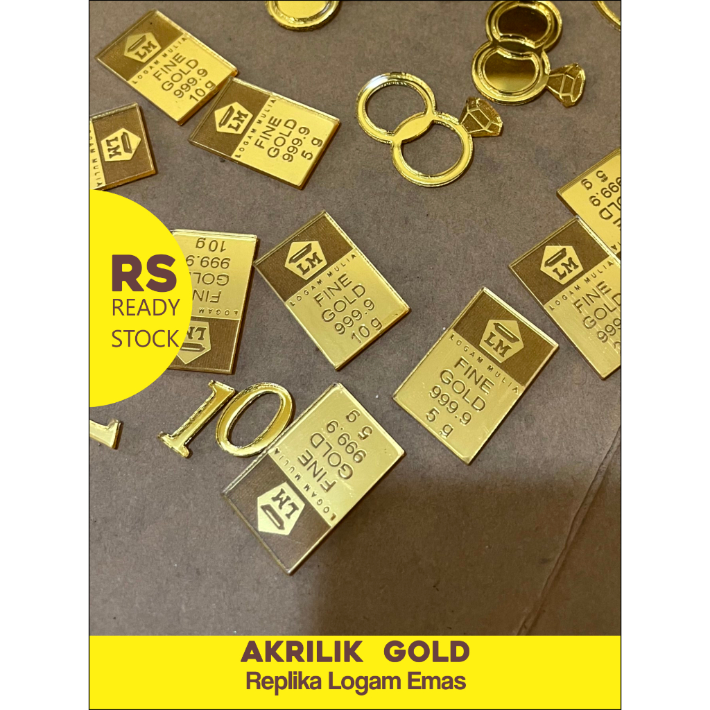 Replika Logam Mulia Emas Batangan Akrilik Mirror Gold