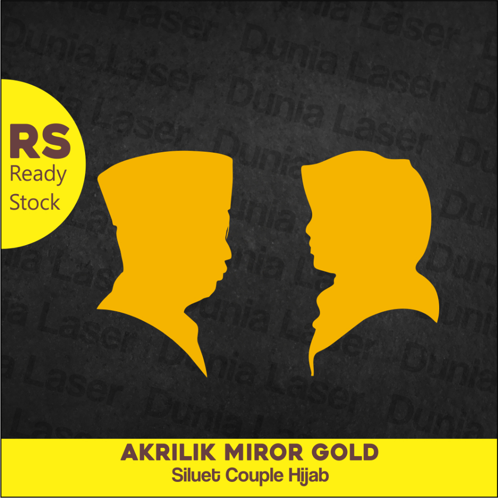 Siluet Couple Wajah Pengantin Dekorasi Mahar Akrilik Mirrror Gold