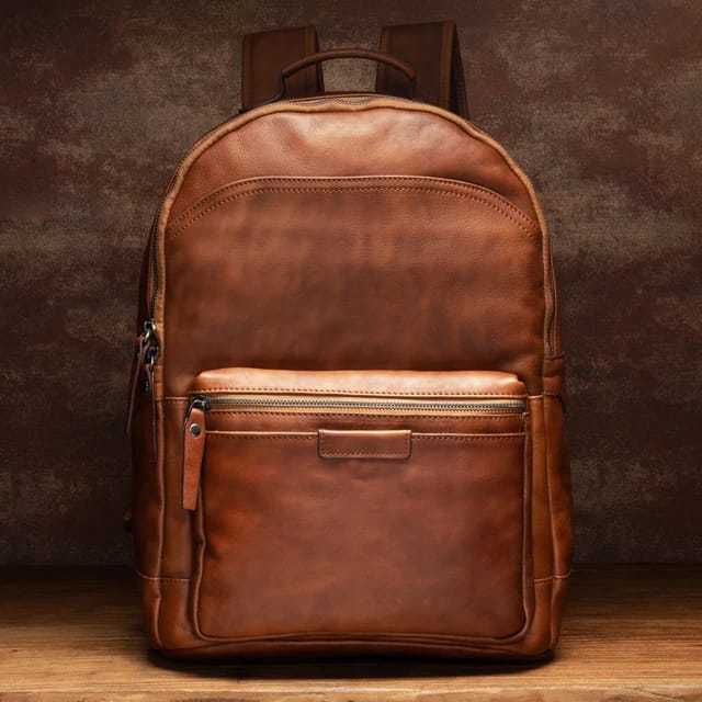 NURRA LEATHER Tas ransel pria kulit asli garut -tas kapasitas besar asli kulit