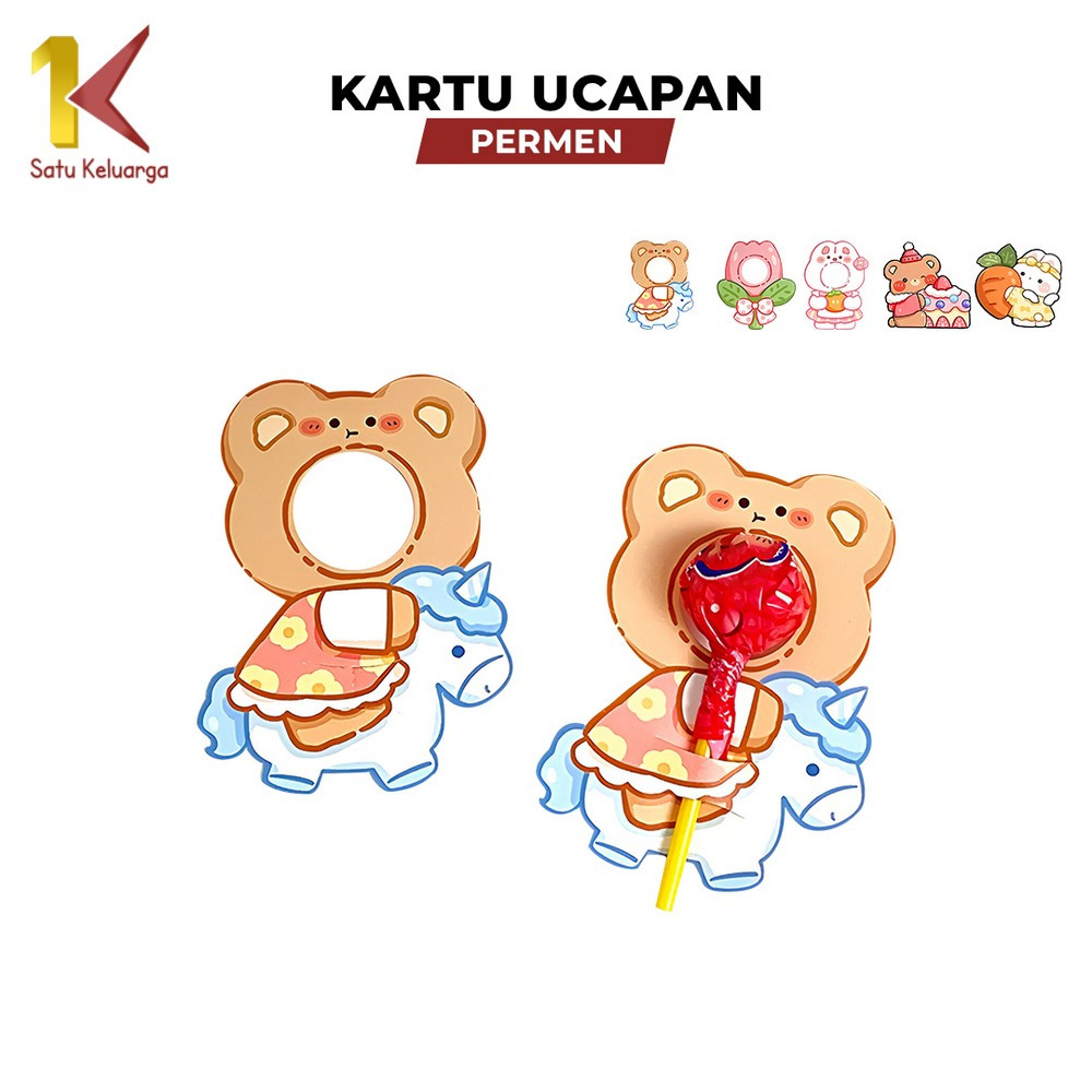Satu Keluarga Kartu Ucapan Permen Lolipop Motif Kartun A93 Gift Card Birthday Greeting Card Lollipop
