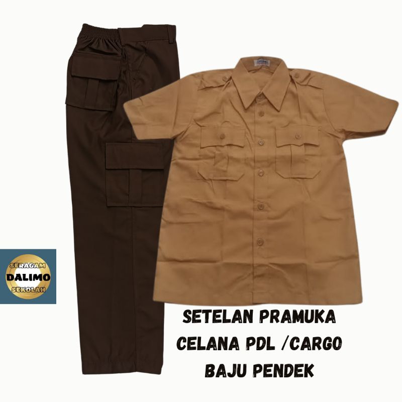 Setelan Pramuka Penggalang Celana Cargo/PDL lengan Pendek dan Panjang Celana Pramuka kantong banyak 