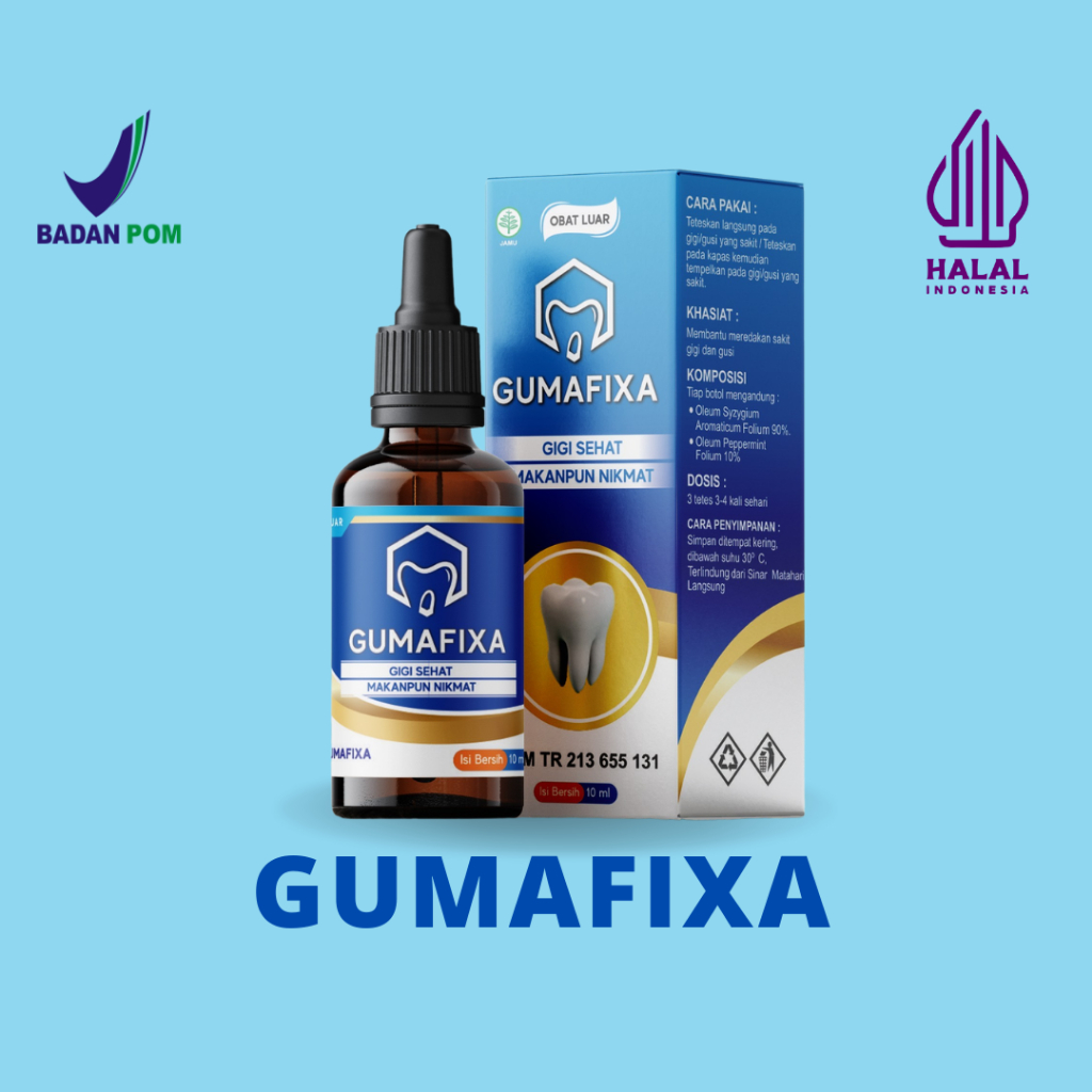 Obat Sakit Gigi Berlubang-Gusi Bengkak-Gigi Keropos-Radang Gusi-Gusi Berdarah-GUMAFIXA-Aman-Halal