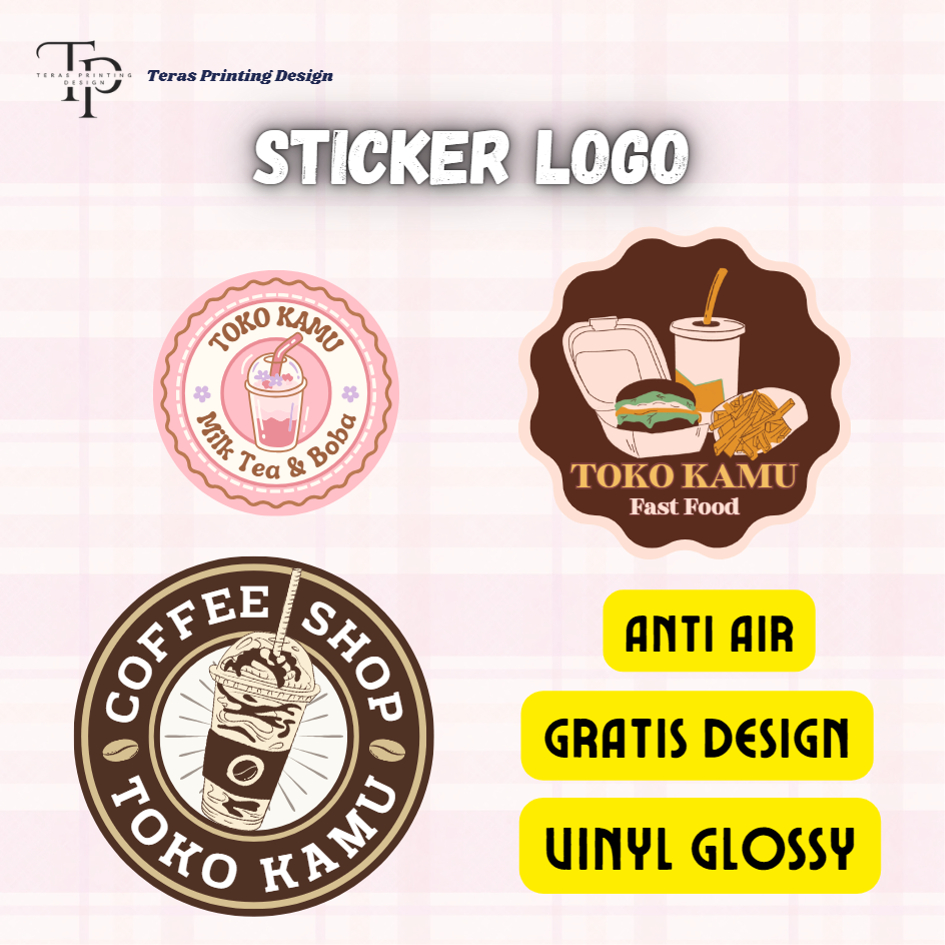 

CETAK STIKER LOGO /VINLY GLOSSY / ANTI AIR /LABEL BULAT / CUTTING KISS CUT
