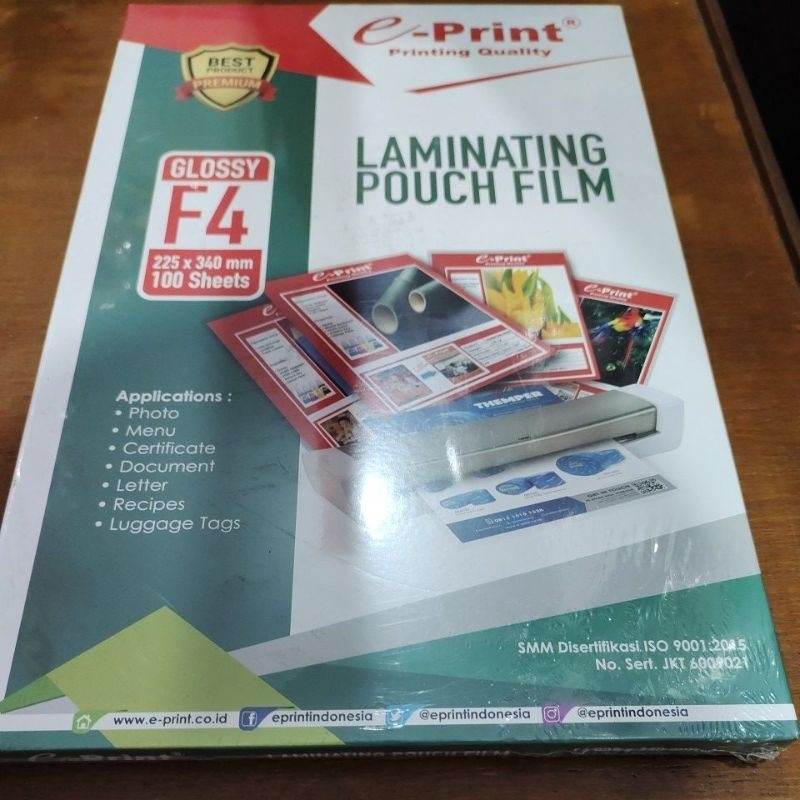 

PLASTIK LAMINATING F4 1 PACK ISI 100 LEMBAR