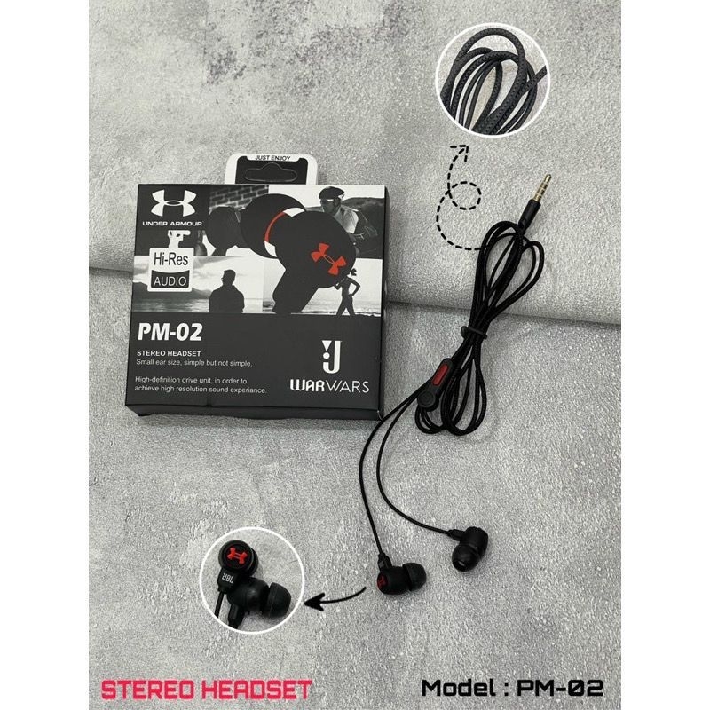 Handsfree Hi-Res JBL PM-02 Stereo Headset/Earphone PM02 WARWARS Original/HF JBL PM-02 Under Armour