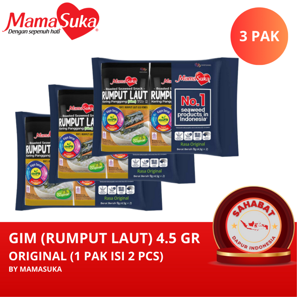 

GIM (RUMPUT LAUT MAMASUKA) 4.5 GR [1PAKET ISI 3 PAK] MAKANAN CAMILAN