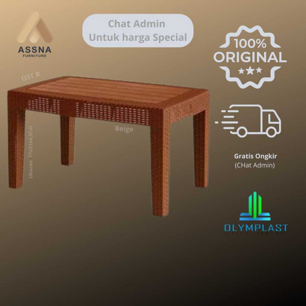 Meja Tamu Sofa Plastik Rotan Table Rattan Olymplast OST R  Sofa Table Rattan Beige