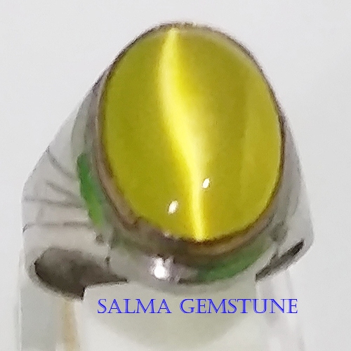 cincin batu akik mata kucing warna kuning
