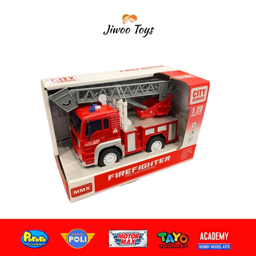 Mainan Anak City Service Ladder Fire Truck Sound And Light MMX77006/Mainan Truk Pemadam