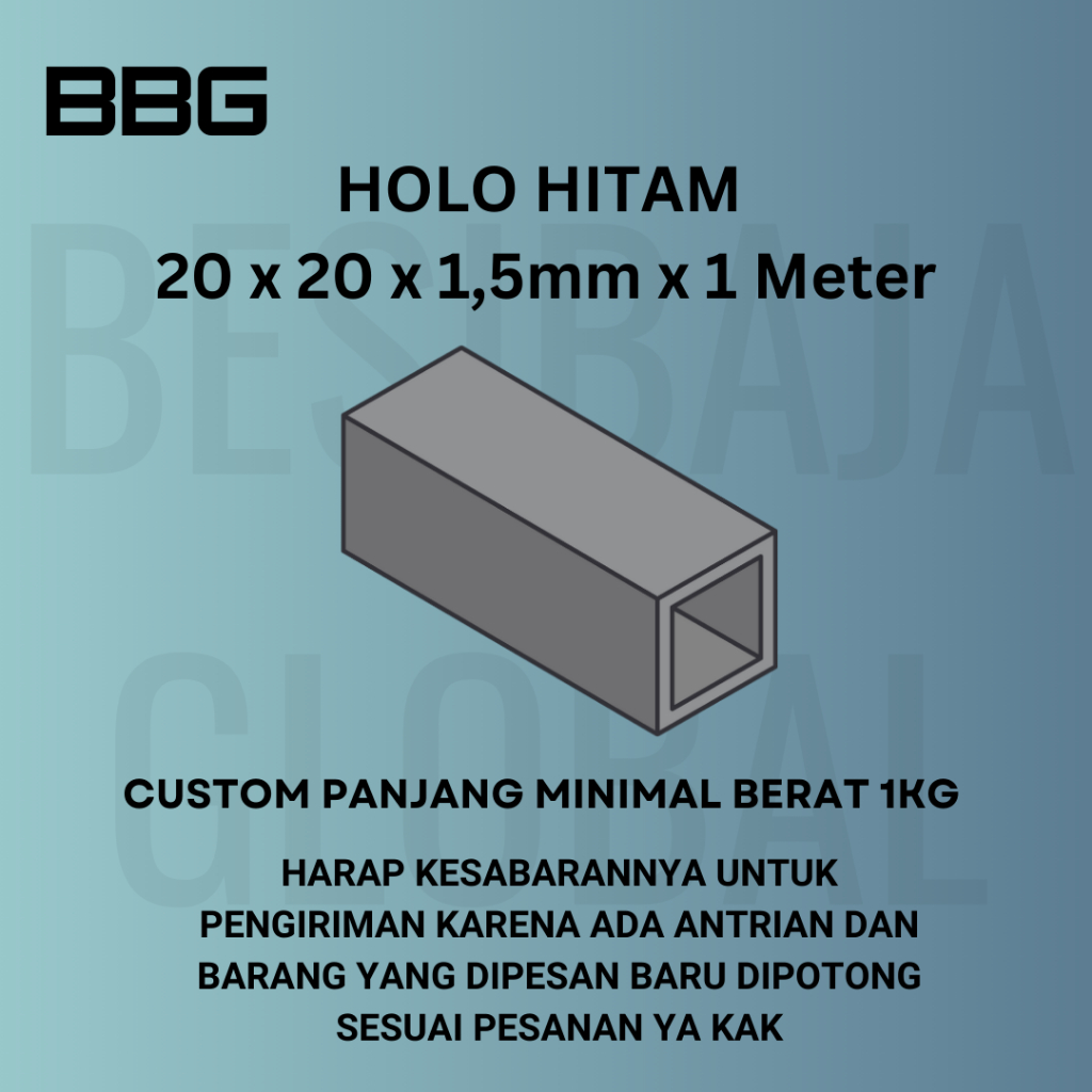 HOLLO 20 x 20 x 1,5mm x 1M