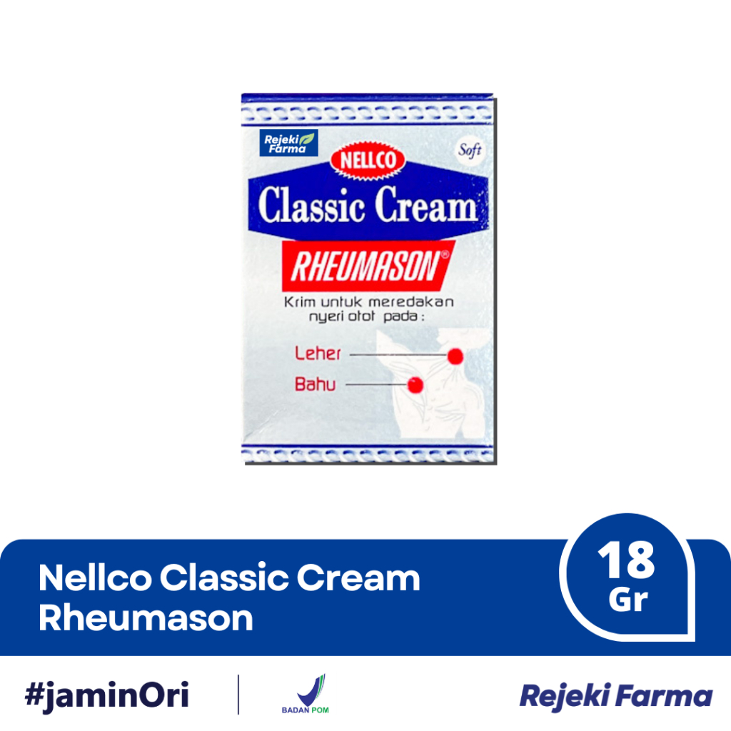 Nellco Classic Cream Rheumason 18 Gram - Remason Krim Obat Pereda Nyeri Otot, Sakit Pinggang dan Kes