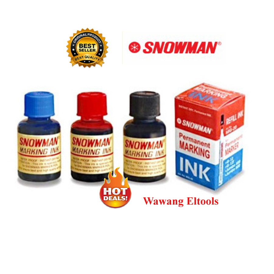 

ISI REFILL TINTA SPIDOL SNOWMAN PERMANENT / PERMANEN ORIGINAL MIG - 20 MERAH/BIRU/HITAM