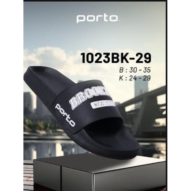 ASLI ORIGINAL Sandal Slop Porto / Sandal Karet / Sendal Slop Pria Porto Brooklyn New York 1023 M - 2