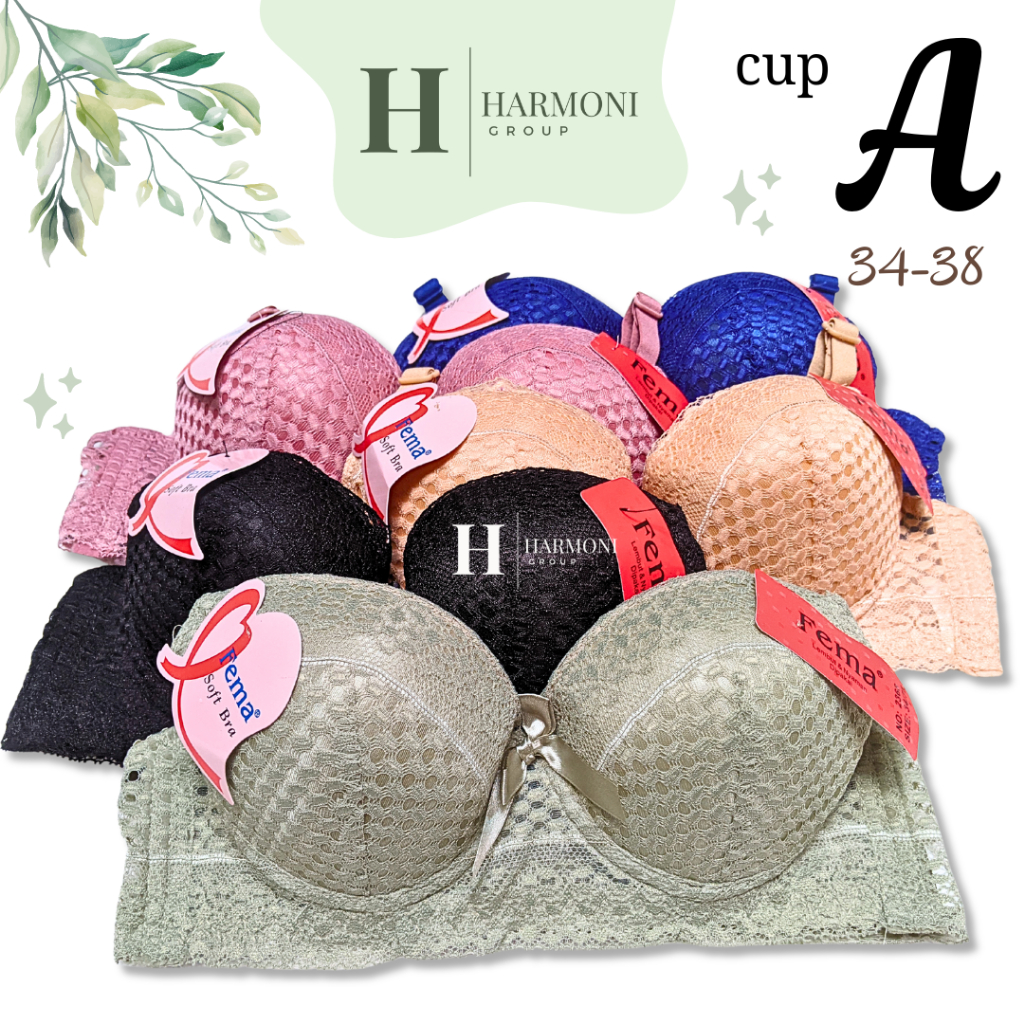 BH Wanita Fema 2368 / Bra Wanita Kawat Cup A Cup Kecil Busa 1,5 cm Tali Lepas Pasang Size 34-38