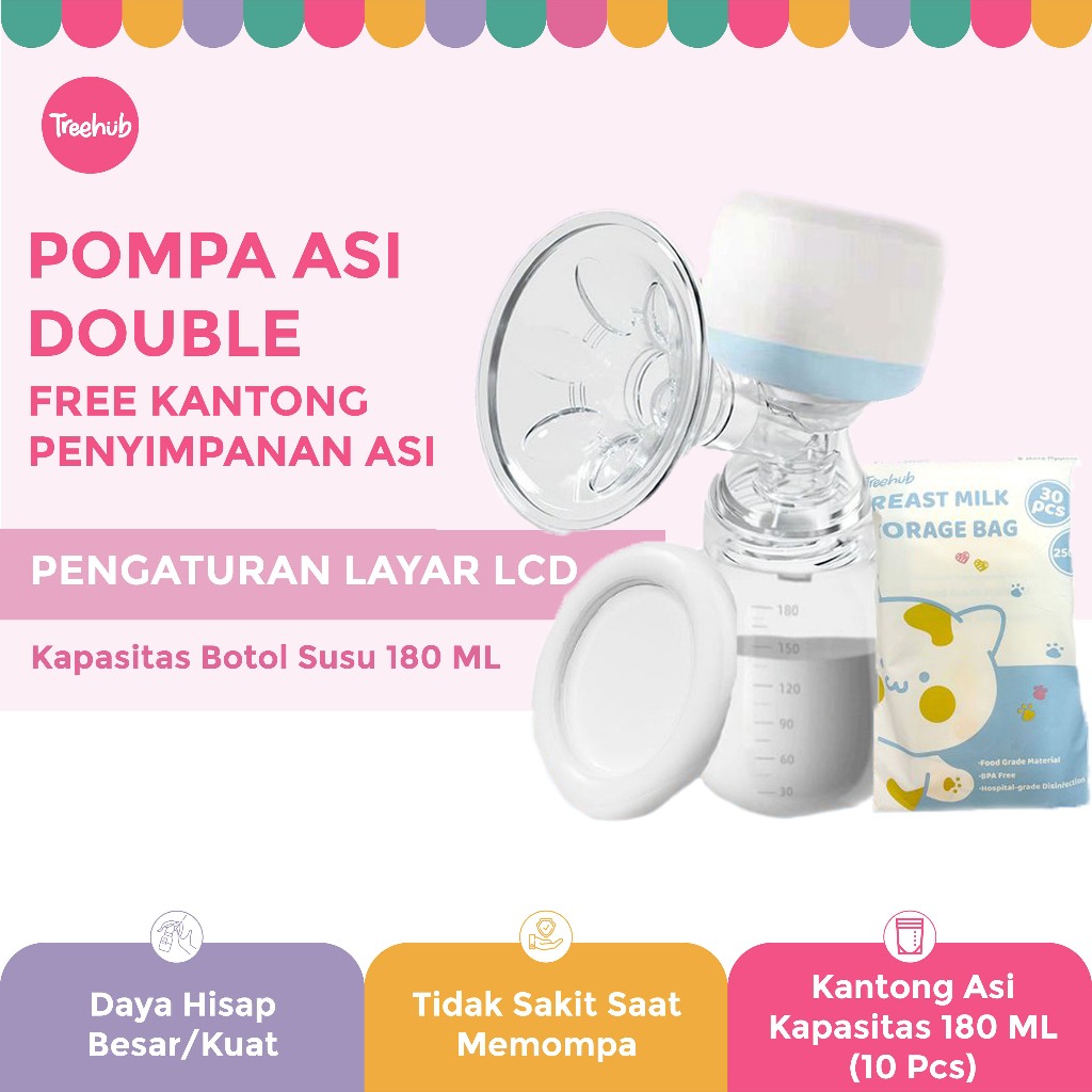 Treehub Pompa ASI Elektrik Tanpa Kabel otomatis Portabel pompa asi  Electric breast pump + kantong A