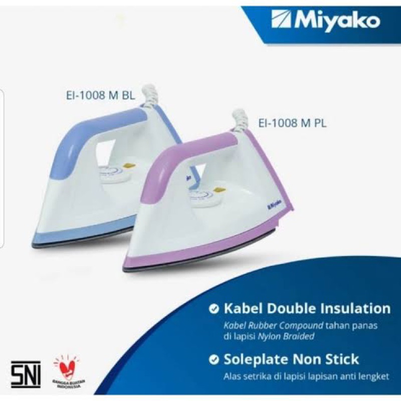 miyako setrika El 1008 - setrika miyako El 1008 - miyako setrika anti lengket - miyako setrika listr