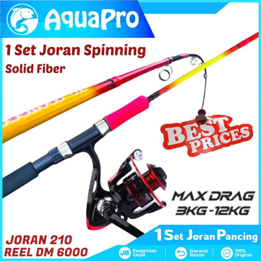 1 SET PAKET COMBO JORAN PANCING AQUAPRO MAX DRAG 16KG 150-210 CM LENGKAP REEL PANCING SPINNING ROD