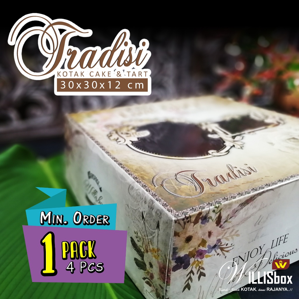 

Box Kue 30x30x12 TRADISI Lminasi Motif / Dus Kue Tart, Cake Box, Kotak Kue Ultah, Perangkat Catering